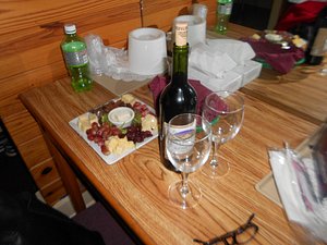 Wine and cheese/fruit place delivered to our room by food service.