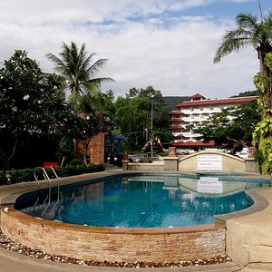 Swimming pool, restaurant and the hotel