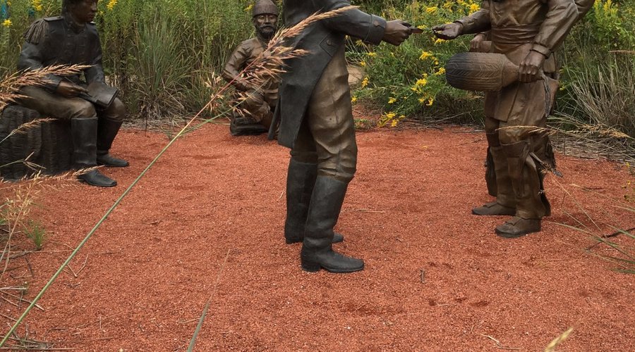 Statues in the garden area