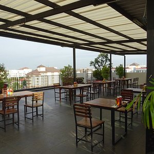 Breakfast served on the rooftop terrace