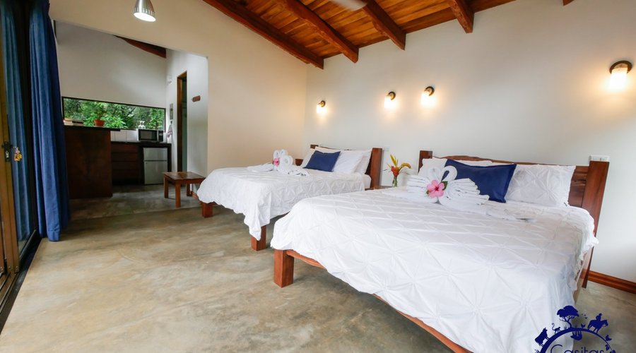 The spacious interior of Casita El Volcan