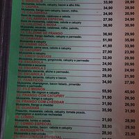 Cardápio com os sabores das pizzas.