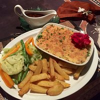 Shepherds pie seasonal vegetables with onion gravy