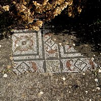 Una parte dei mosaici di uno dei locali adibiti (presumibilmente) per le terme.