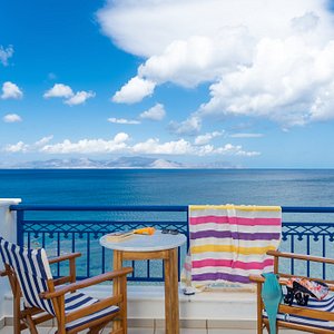 Pelagia Aphrodite Hotel in Kythira, image may contain: Balcony, Building, Chair, Furniture