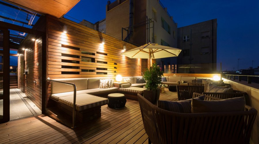 Roof top terrace at night