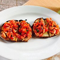 Heerlijk geluncht ! Bruschetta , linguine alla pescatora