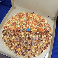 Our takeout pizza from Proper Pizza. BIG was an understatement! Delicious!