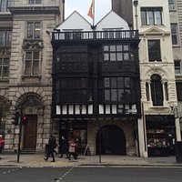 Tudor gate at the bottom of Chancery lane at Fleet Street leading to Inner Temple Lane