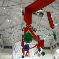 Christmas decorations in the food court