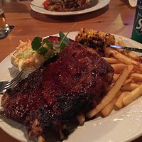 Ribs, coleslaw, chips, and corn on the cob 5 out of 5