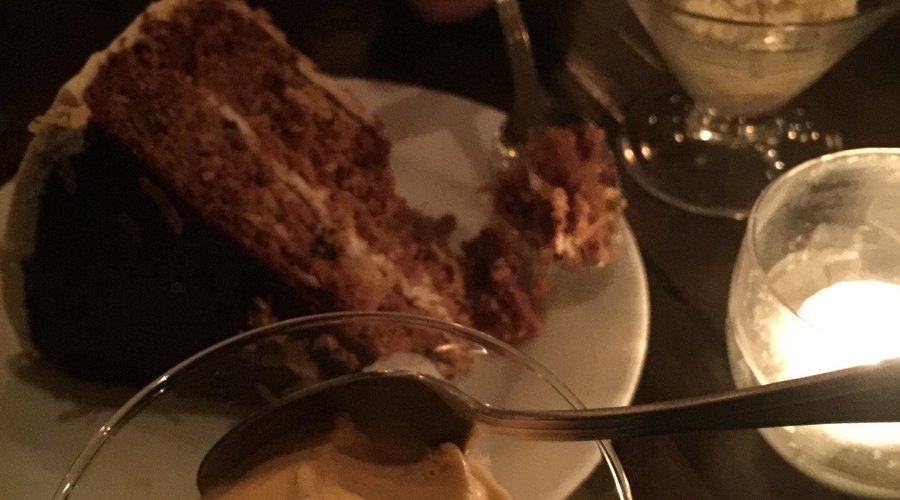 homemade ice cream and maple frosted carrot cake