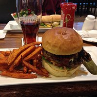Burger with sweet potato fries