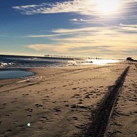 Ventnor City Beach looking west with pier in distance in mid Nov.