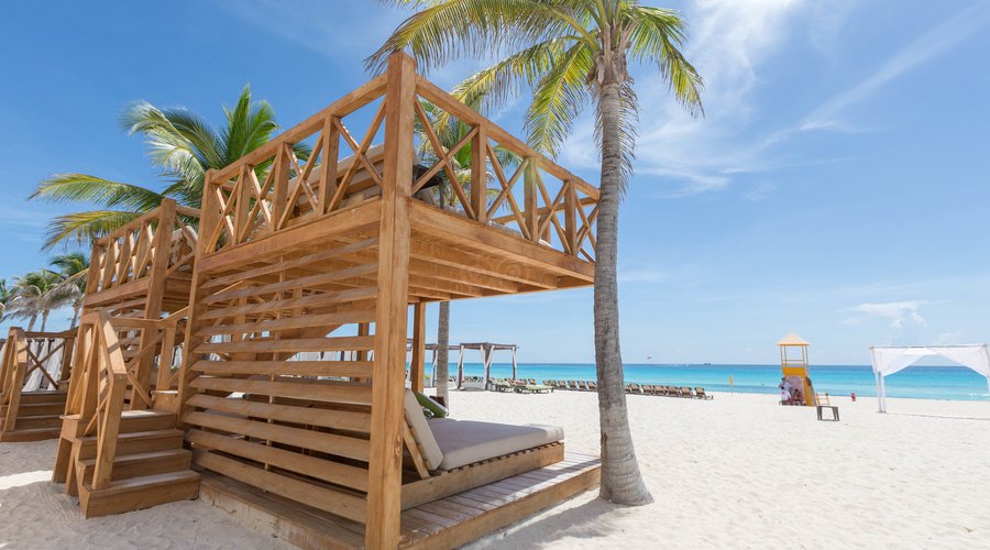 VIP Cabanas at the beach at the Hyatt Zilara Cancun