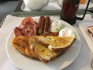One Tree Point Motel in North Island, image may contain: Brunch, Food, Bread, Plate