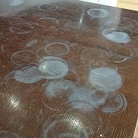 Tables with coffee stains. Time to be replaced dont you think