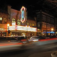 The Buskirk-Chumley Theater at night.