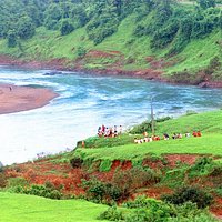 Pandre samudra side one river water also falling down from hillside.