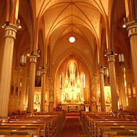 Beautiful church inside with lovely painted colors.