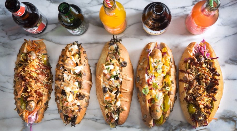 Delicious gourmet hotdogs