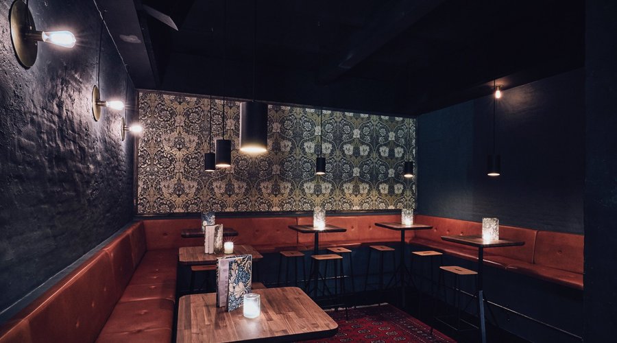 High tables in the cocktail lounge