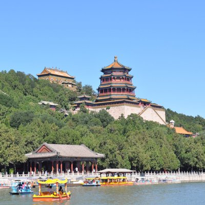 The palace and walkway below
