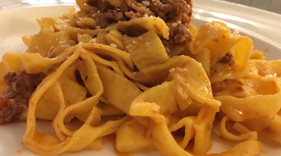 Handmade tagliatelle with bolognese ragù sauce