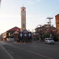 Vietnamese Clock Tower at the walking street of Nakhon Phanom