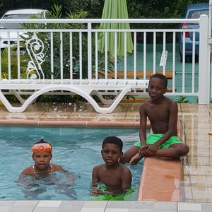 Family having fun BBQ/bday/pool party