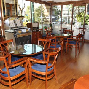 Hotel Katerina in Athens, image may contain: Dining Room, Dining Table, Interior Design, Flooring