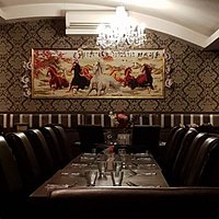 Photo taken from my table, showing the long table in the centre.