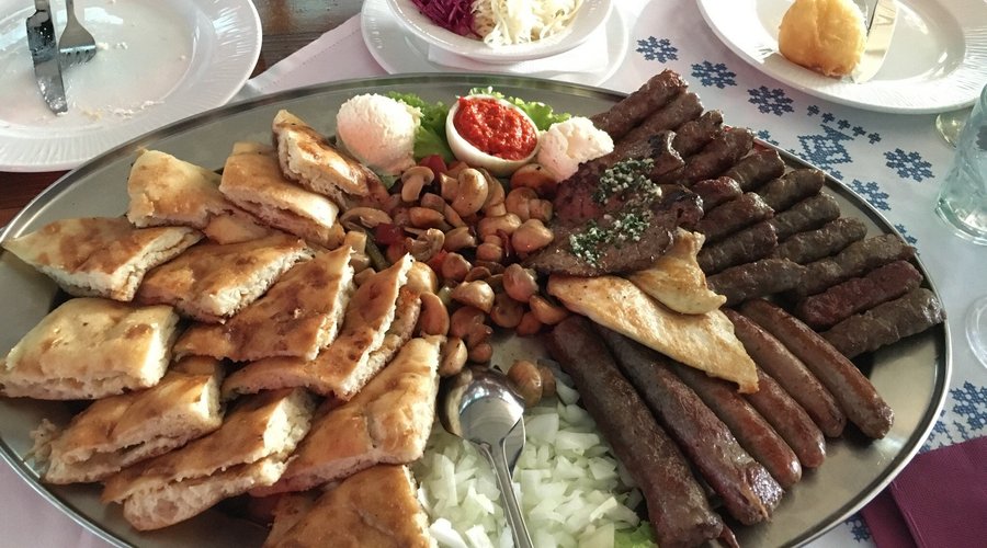 Sofra plate for two, with the addition of 10 cevaps and a Turkish styled coffee.