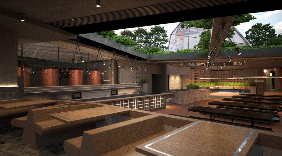 A European beer garden setting 