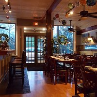 Warm wood and glass interior