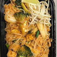 Veggie pad Thai and Thai fried rice with beef