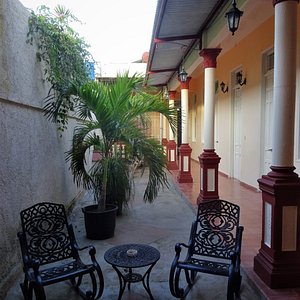 Colonnade and patio area just outside of our room