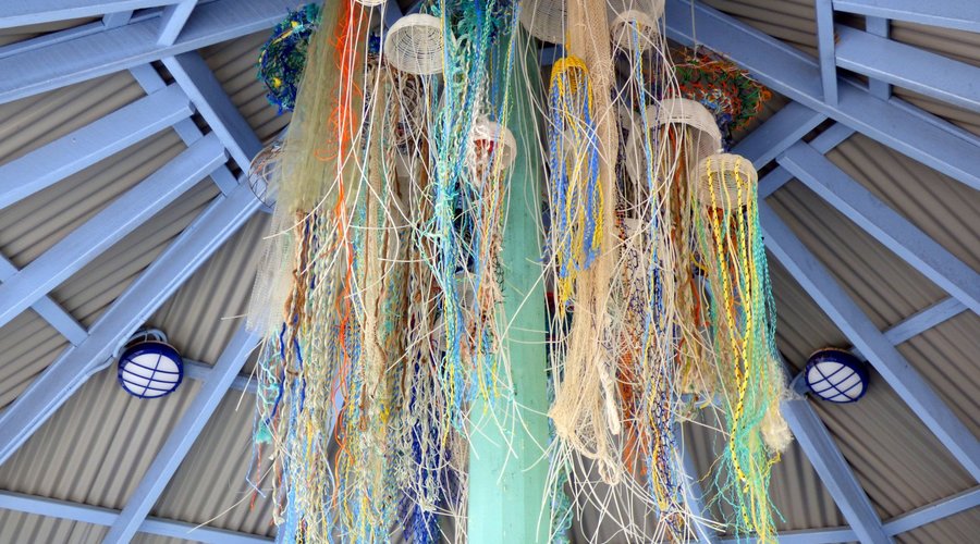 A jellyfish sculpture in the shelter