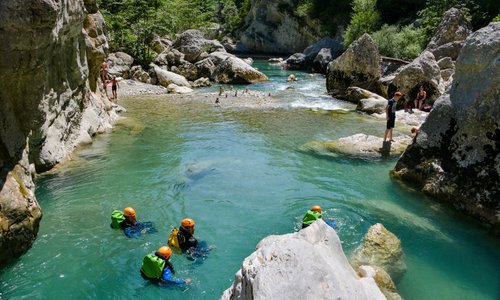 Fin de la Rando Aqua. Couloir Samson. Grand canyon du Verdon.France