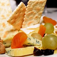 Selection of cheese and fruits