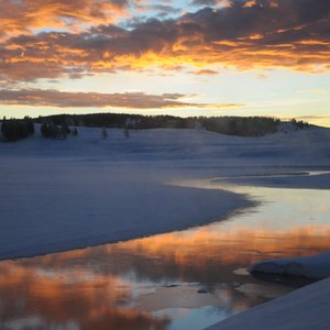 Alum Creek at sunrise as seen on a tour with Yellowstone Expeditions. 