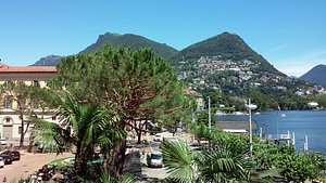 Building opposite our hotel room with attractive facade - housing Louis  Vuitton outlet. - Picture of Hotel International au Lac - Historic &  Lakeside, Lugano - Tripadvisor