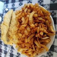 Fish sandwich and fries; very generous portions but the fries were mostly short and stubby.