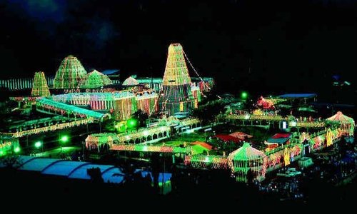 Simhachalam at night during festive seasons