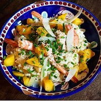 Risotto Crevettes roses du marché et mangue