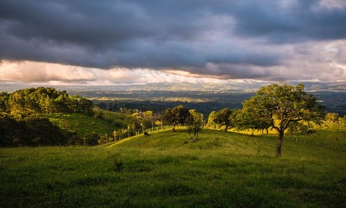 Late afternoon view of Talamanca Mountains from edge of the Finca overlooking a neighboring past
