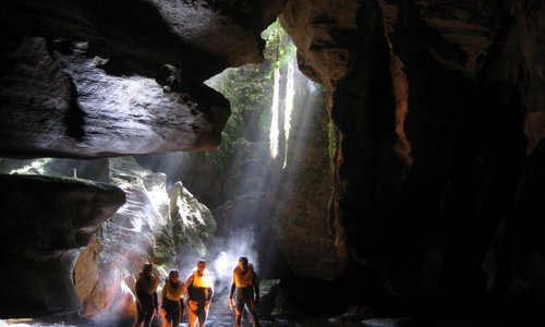 "God Lights" at the cave exit