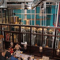 The bar and brewing area
