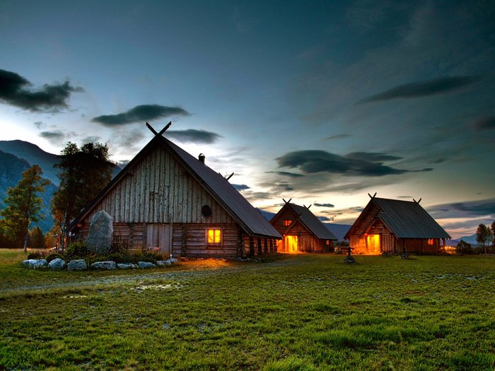 Log cabin hut Norway Norwegian Scandinavia Nordic waterfall