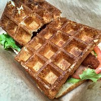 Amazing waffle sandwiches!! Definitely worth a visit.